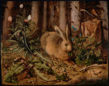 動物 Painting - ハンス・ホフマン 森のウサギ